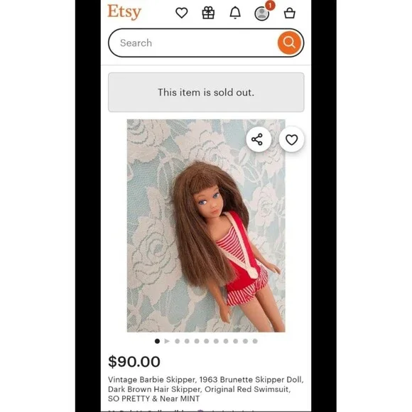 Vintage Skipper Doll 1960's Straight Leg Original Swimsuit Barbie Ken Mattel - Picture 9 of 16